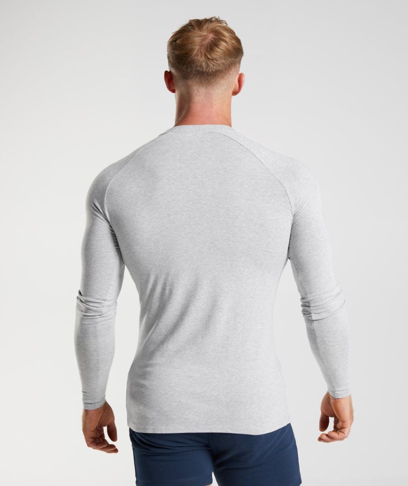 Men's Gymshark Apollo Long Sleeve T-Shirts Light Grey | NZ 6VDBKY